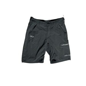 Huk Fishing Men's Performance Shorts Black Size M Zip Pocket Outdoo